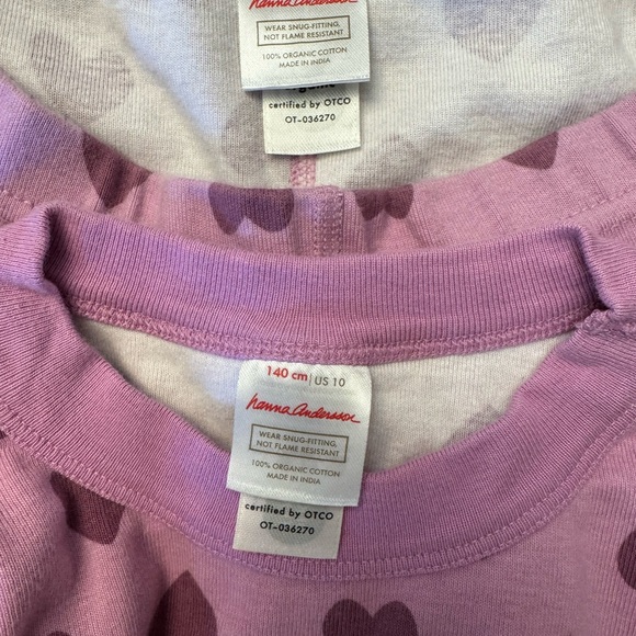 Hanna Andersson Lavender Heart Pattern Pajama Set Size 10 - Picture 3 of 3